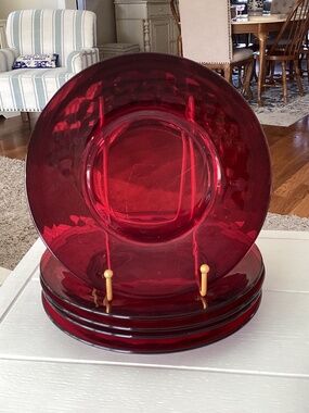 Set of (5) Vintage Anchor Hocking “Royal Ruby” Salad Plates